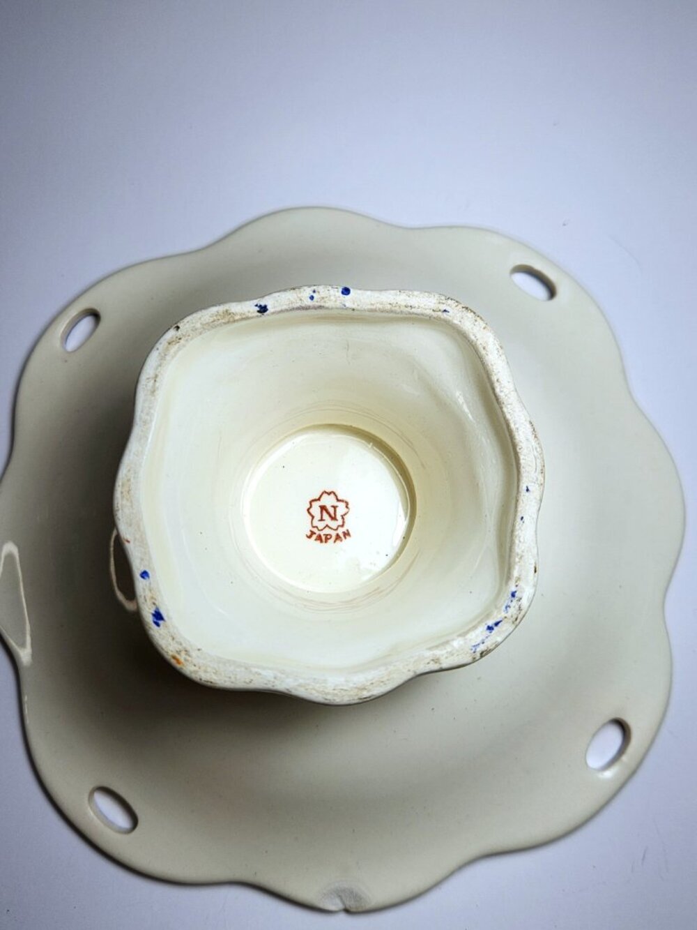 Vintage Noritake Pedestal Bowl Cherry Blossom Mark Imari Cobalt Blue Gold 6 1/4 - Picture 10 of 12